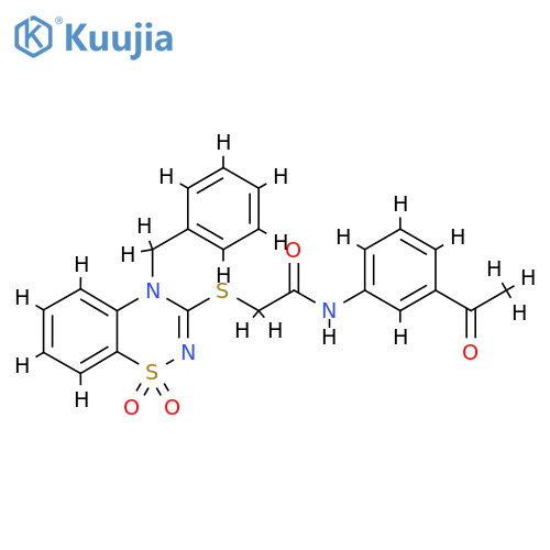 N-(3-acetylphenyl)-2-(4-benzyl-1,1-dioxo-4H-1lambda6,2,4-benzothiadiazin-3-yl)sulfanylacetamide structure