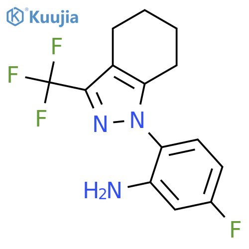5-fluoro-2-3-(trifluoromethyl)-4,5,6,7-tetrahydro-1H-indazol-1-ylaniline structure