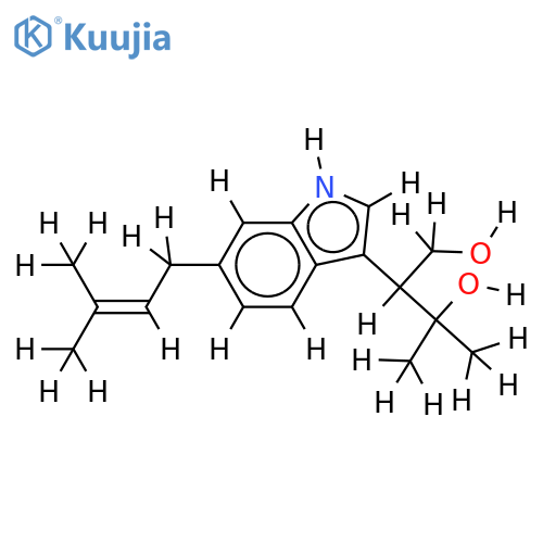 (2'R)-3-(1',3'-Dihydroxy-3'-methylbut-2-yl)-6-(3''-methyl-2''-butenyl)indole structure