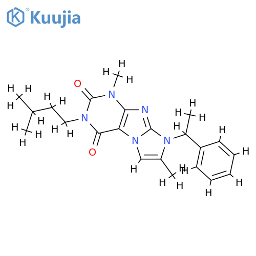 1,7-dimethyl-3-(3-methylbutyl)-8-(1-phenylethyl)-1H,2H,3H,4H,8H-imidazo1,2-gpurine-2,4-dione structure
