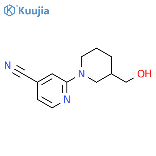 2-[3-(hydroxymethyl)piperidin-1-yl]pyridine-4-carbonitrile structure