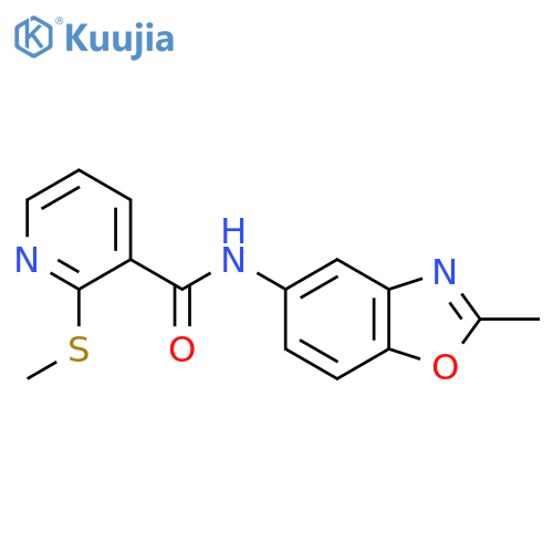 N-(2-methyl-1,3-benzoxazol-5-yl)-2-(methylsulfanyl)pyridine-3-carboxamide structure