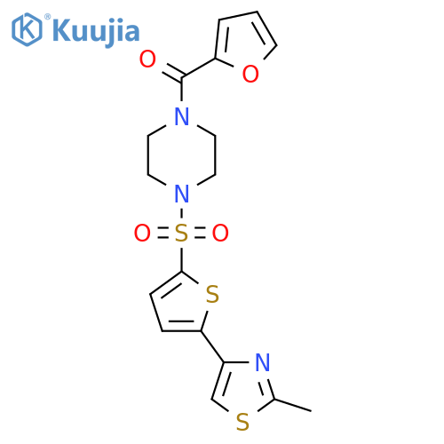 1-(furan-2-carbonyl)-4-{5-(2-methyl-1,3-thiazol-4-yl)thiophen-2-ylsulfonyl}piperazine structure