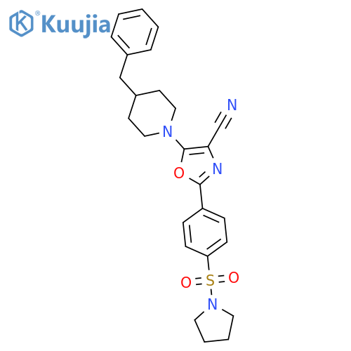 5-(4-benzylpiperidin-1-yl)-2-4-(pyrrolidine-1-sulfonyl)phenyl-1,3-oxazole-4-carbonitrile structure