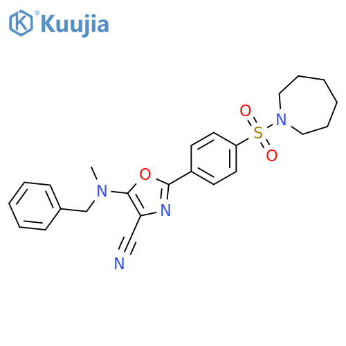 2-4-(azepane-1-sulfonyl)phenyl-5-benzyl(methyl)amino-1,3-oxazole-4-carbonitrile structure