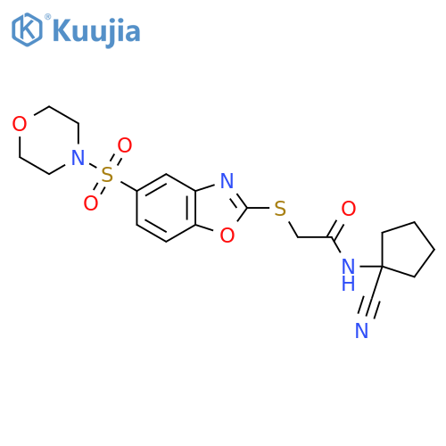 N-(1-Cyanocyclopentyl)-2-{[5-(morpholine-4-sulfonyl)-1,3-benzoxazol-2-YL]sulfanyl}acetamide structure