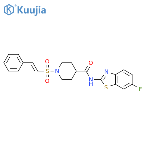 N-(6-fluoro-1,3-benzothiazol-2-yl)-1-(2-phenylethenesulfonyl)piperidine-4-carboxamide structure