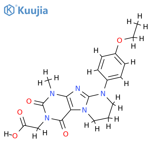 2-9-(4-ethoxyphenyl)-1-methyl-2,4-dioxo-1H,2H,3H,4H,6H,7H,8H,9H-pyrimido1,2-gpurin-3-ylacetic acid structure