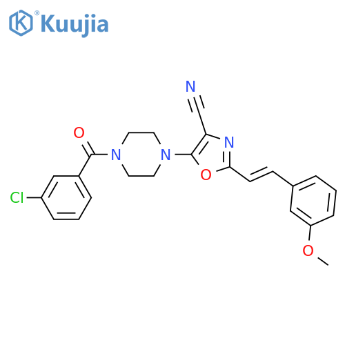 5-4-(3-chlorobenzoyl)piperazin-1-yl-2-(E)-2-(3-methoxyphenyl)ethenyl-1,3-oxazole-4-carbonitrile structure