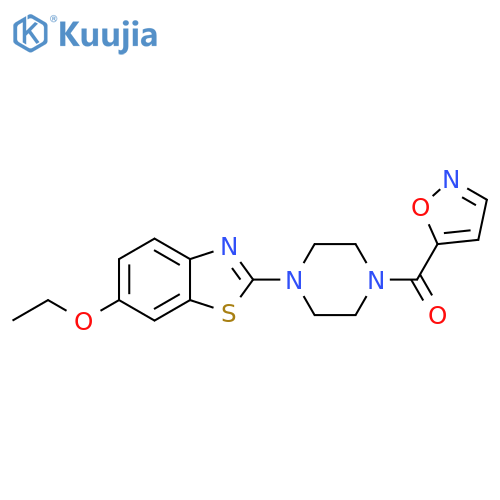 6-ethoxy-2-4-(1,2-oxazole-5-carbonyl)piperazin-1-yl-1,3-benzothiazole structure