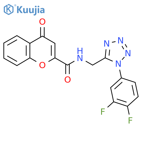 N-{1-(3,4-difluorophenyl)-1H-1,2,3,4-tetrazol-5-ylmethyl}-4-oxo-4H-chromene-2-carboxamide structure
