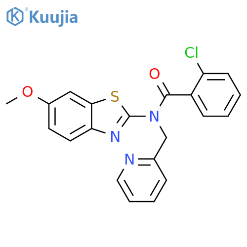 2-chloro-N-(6-methoxy-1,3-benzothiazol-2-yl)-N-(pyridin-2-yl)methylbenzamide structure