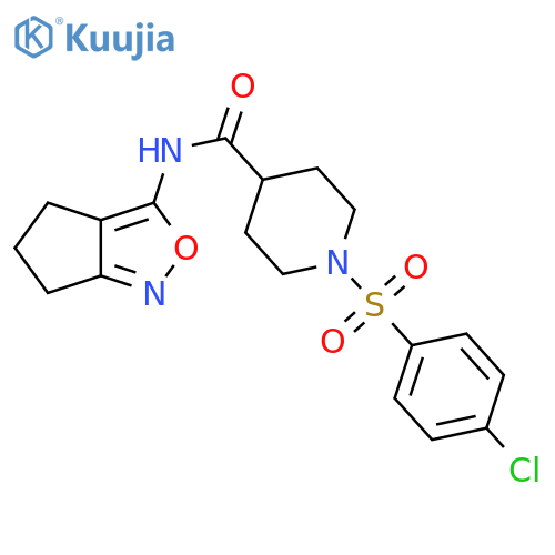1-(4-chlorobenzenesulfonyl)-N-{4H,5H,6H-cyclopentac1,2oxazol-3-yl}piperidine-4-carboxamide structure
