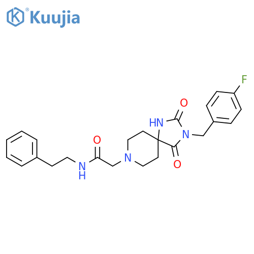 2-{3-(4-fluorophenyl)methyl-2,4-dioxo-1,3,8-triazaspiro4.5decan-8-yl}-N-(2-phenylethyl)acetamide structure