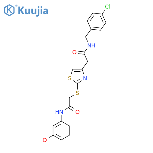 N-(4-chlorophenyl)methyl-2-2-({(3-methoxyphenyl)carbamoylmethyl}sulfanyl)-1,3-thiazol-4-ylacetamide structure