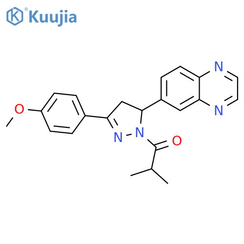1-3-(4-methoxyphenyl)-5-(quinoxalin-6-yl)-4,5-dihydro-1H-pyrazol-1-yl-2-methylpropan-1-one structure