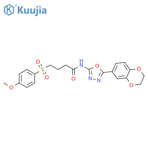 N-5-(2,3-dihydro-1,4-benzodioxin-6-yl)-1,3,4-oxadiazol-2-yl-4-(4-methoxybenzenesulfonyl)butanamide structure