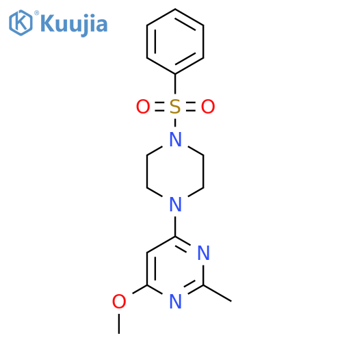 4-4-(benzenesulfonyl)piperazin-1-yl-6-methoxy-2-methylpyrimidine structure