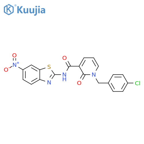 1-(4-chlorophenyl)methyl-N-(6-nitro-1,3-benzothiazol-2-yl)-2-oxo-1,2-dihydropyridine-3-carboxamide structure