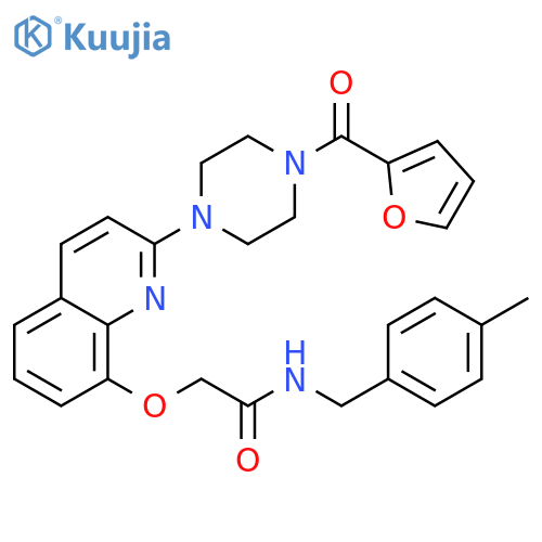 2-({2-4-(furan-2-carbonyl)piperazin-1-ylquinolin-8-yl}oxy)-N-(4-methylphenyl)methylacetamide structure