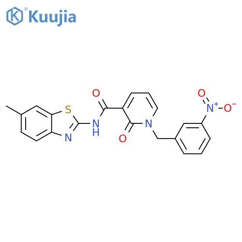 N-(6-methyl-1,3-benzothiazol-2-yl)-1-(3-nitrophenyl)methyl-2-oxo-1,2-dihydropyridine-3-carboxamide structure