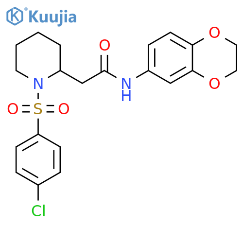 2-1-(4-chlorobenzenesulfonyl)piperidin-2-yl-N-(2,3-dihydro-1,4-benzodioxin-6-yl)acetamide structure
