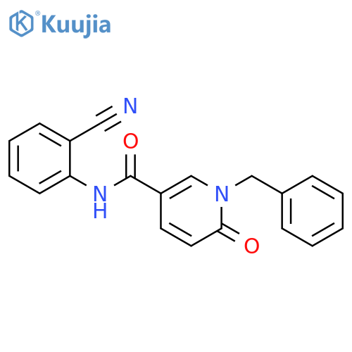 1-benzyl-N-(2-cyanophenyl)-6-oxo-1,6-dihydropyridine-3-carboxamide structure