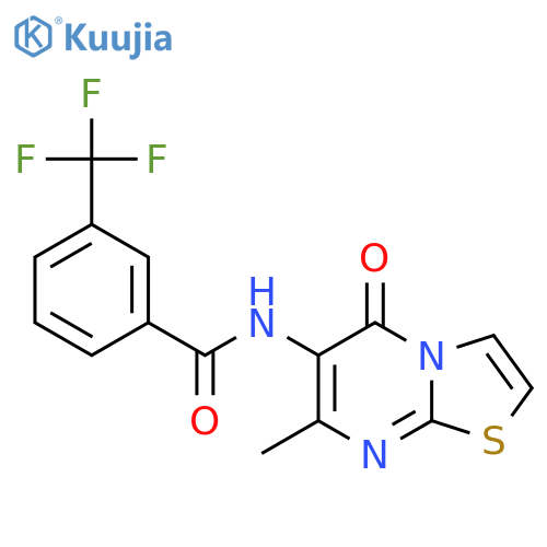 N-{7-methyl-5-oxo-5H-1,3thiazolo3,2-apyrimidin-6-yl}-3-(trifluoromethyl)benzamide structure