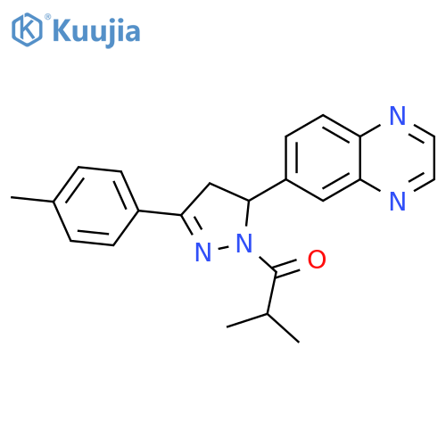 2-methyl-1-3-(4-methylphenyl)-5-(quinoxalin-6-yl)-4,5-dihydro-1H-pyrazol-1-ylpropan-1-one structure