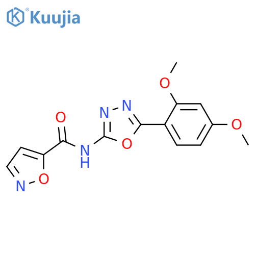 N-5-(2,4-dimethoxyphenyl)-1,3,4-oxadiazol-2-yl-1,2-oxazole-5-carboxamide structure