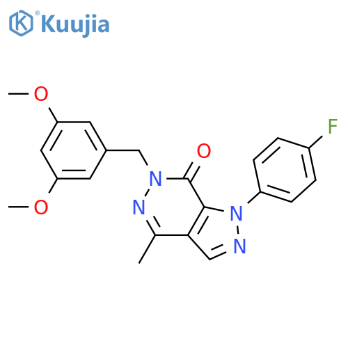 6-(3,5-dimethoxyphenyl)methyl-1-(4-fluorophenyl)-4-methyl-1H,6H,7H-pyrazolo3,4-dpyridazin-7-one structure