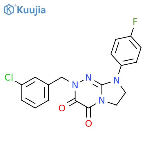 2-(3-chlorophenyl)methyl-8-(4-fluorophenyl)-2H,3H,4H,6H,7H,8H-imidazo2,1-c1,2,4triazine-3,4-dione structure