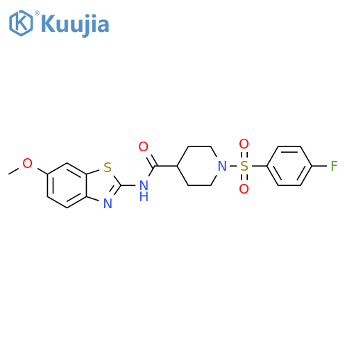 1-(4-fluorobenzenesulfonyl)-N-(6-methoxy-1,3-benzothiazol-2-yl)piperidine-4-carboxamide structure