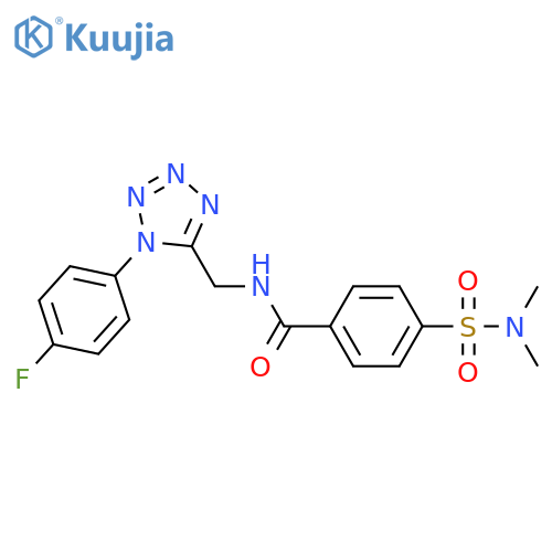 4-(dimethylsulfamoyl)-N-{1-(4-fluorophenyl)-1H-1,2,3,4-tetrazol-5-ylmethyl}benzamide structure