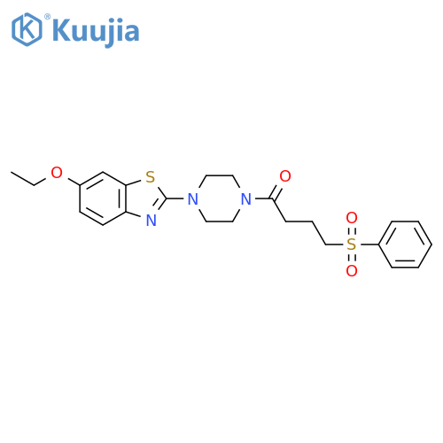 4-(benzenesulfonyl)-1-4-(6-ethoxy-1,3-benzothiazol-2-yl)piperazin-1-ylbutan-1-one structure