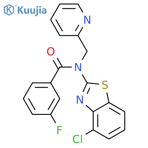 N-(4-chloro-1,3-benzothiazol-2-yl)-3-fluoro-N-(pyridin-2-yl)methylbenzamide structure