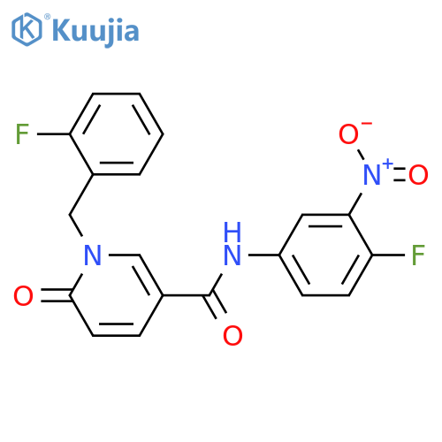 N-(4-fluoro-3-nitrophenyl)-1-(2-fluorophenyl)methyl-6-oxo-1,6-dihydropyridine-3-carboxamide structure