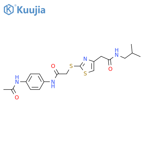 2-2-({(4-acetamidophenyl)carbamoylmethyl}sulfanyl)-1,3-thiazol-4-yl-N-(2-methylpropyl)acetamide structure