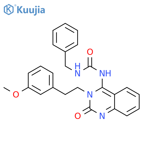 1-benzyl-3-(4E)-3-2-(3-methoxyphenyl)ethyl-2-oxo-1,2,3,4-tetrahydroquinazolin-4-ylideneurea structure