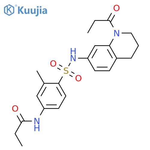 N-{3-methyl-4-(1-propanoyl-1,2,3,4-tetrahydroquinolin-7-yl)sulfamoylphenyl}propanamide structure