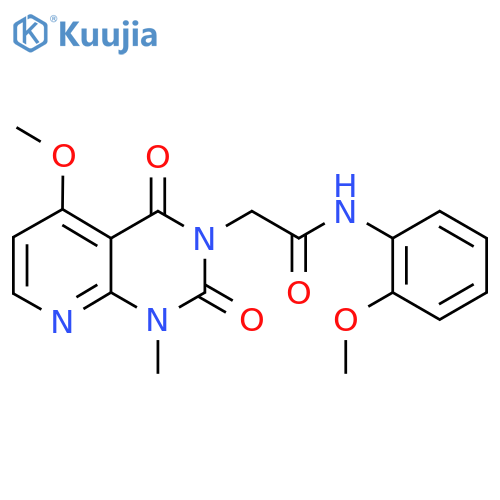 2-{5-methoxy-1-methyl-2,4-dioxo-1H,2H,3H,4H-pyrido2,3-dpyrimidin-3-yl}-N-(2-methoxyphenyl)acetamide structure