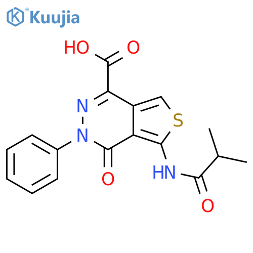 5-(2-methylpropanamido)-4-oxo-3-phenyl-3H,4H-thieno3,4-dpyridazine-1-carboxylic acid structure