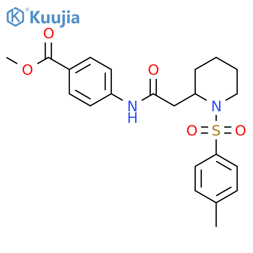 methyl 4-{2-1-(4-methylbenzenesulfonyl)piperidin-2-ylacetamido}benzoate structure