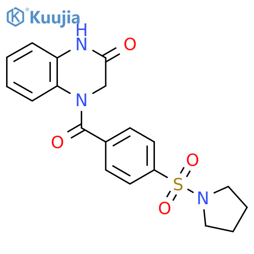 4-4-(pyrrolidine-1-sulfonyl)benzoyl-1,2,3,4-tetrahydroquinoxalin-2-one structure