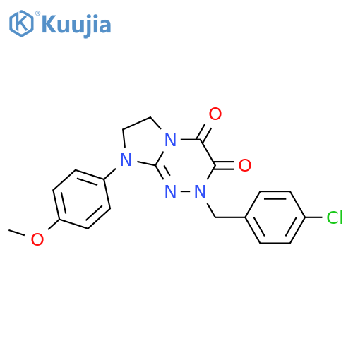 2-(4-chlorophenyl)methyl-8-(4-methoxyphenyl)-2H,3H,4H,6H,7H,8H-imidazo2,1-c1,2,4triazine-3,4-dione structure