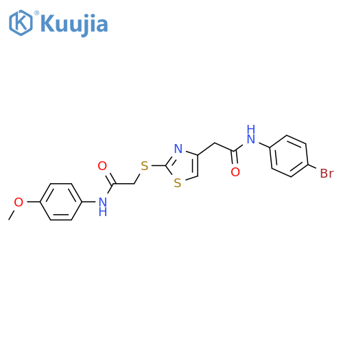 2-(4-{(4-bromophenyl)carbamoylmethyl}-1,3-thiazol-2-yl)sulfanyl-N-(4-methoxyphenyl)acetamide structure