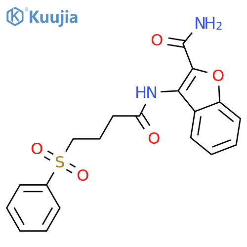 3-4-(benzenesulfonyl)butanamido-1-benzofuran-2-carboxamide structure