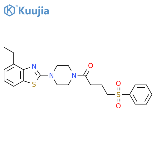 4-(benzenesulfonyl)-1-4-(4-ethyl-1,3-benzothiazol-2-yl)piperazin-1-ylbutan-1-one structure