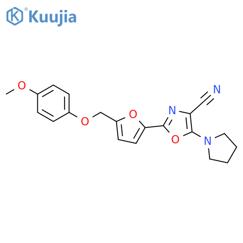 2-{5-(4-methoxyphenoxy)methylfuran-2-yl}-5-(pyrrolidin-1-yl)-1,3-oxazole-4-carbonitrile structure