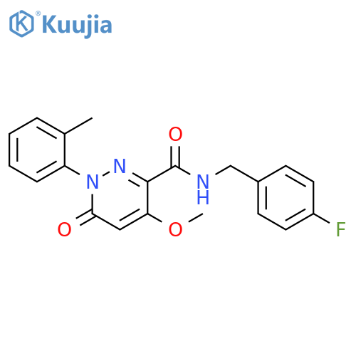 N-(4-fluorophenyl)methyl-4-methoxy-1-(2-methylphenyl)-6-oxo-1,6-dihydropyridazine-3-carboxamide structure